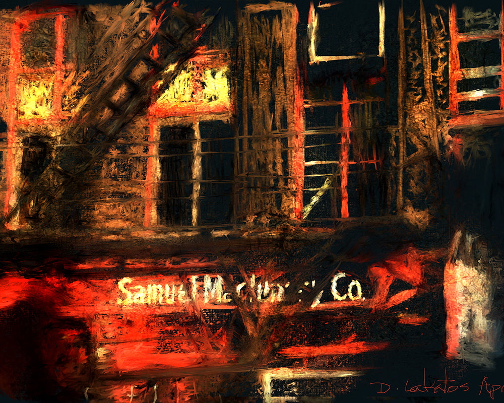 Old Red Building, Digital Painting of a Photograph, $400