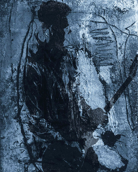Blue Guitar, A Digital Painting of a Photograph, $450