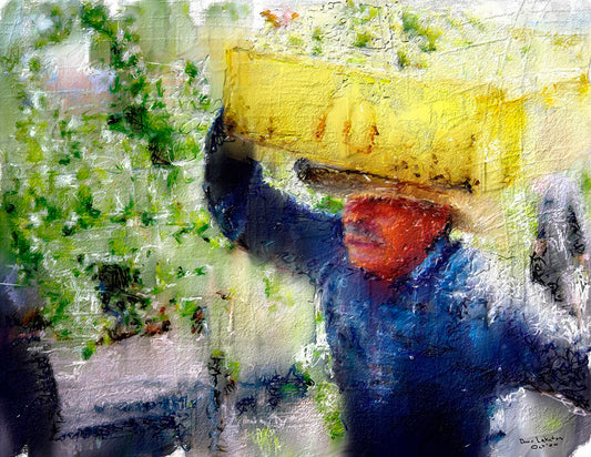 Migrant Worker, CA, Digital Painting of a Photograph, $400