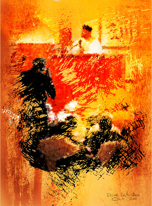 Muslim Prayer Service, Digital Painting of a Photograph, $350