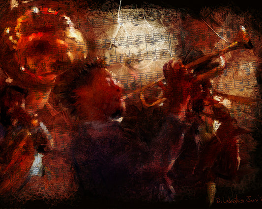 New Orleans Horn Player, Digital Painting of a Photograph, $400