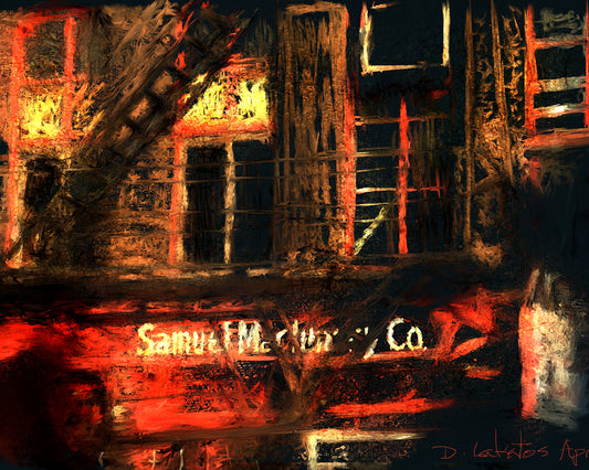Old Red Building, Digital Painting of a Photograph, $400